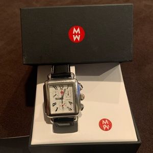 Men’s Michele watch with black leather band